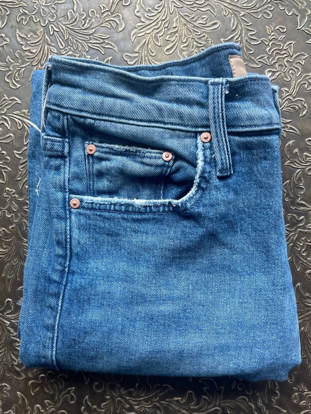 MOTHER Denim Medium Wash Raw Hem Jeans Size 27